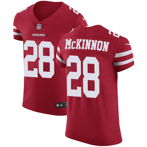 Nike 49ers #28 Jerick McKinnon Red Team Color Men's Stitched NFL Vapor Untouchable Elite Jersey - Click Image to Close